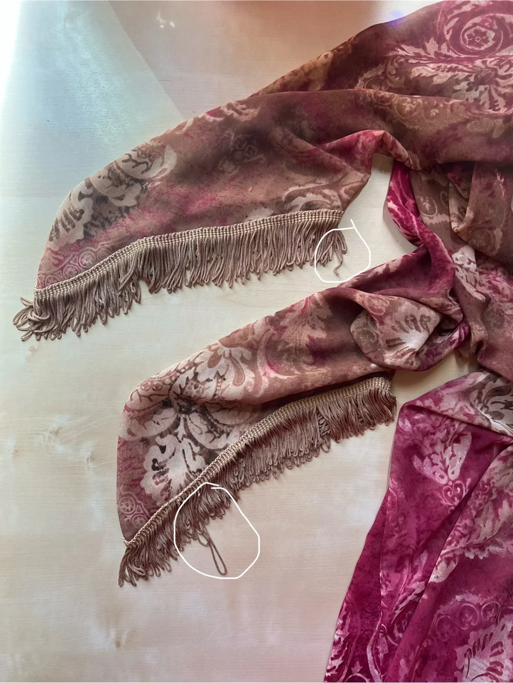 Vintage 1990s Burgundy Floral Lingerie Set -Front Tie Robe with Matching Slip